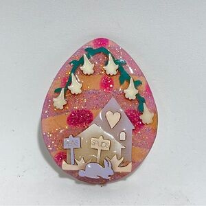 Vintage Easter Egg House Pin By Lucinda Bunny Rabbit Garden Glitter Stripes